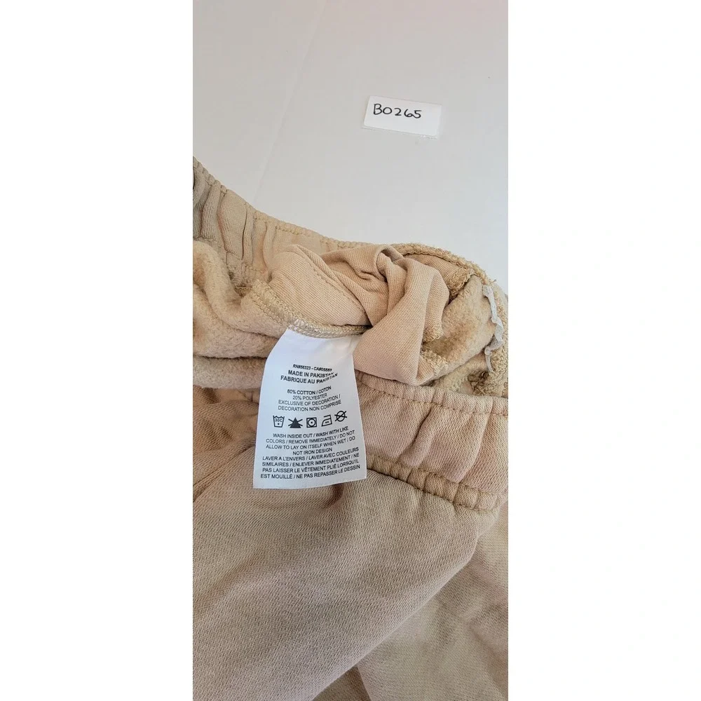 Nike Women's Tan Fleece Cropped Sweatpants Drawstring Waist Casual Comfy‎ Small
